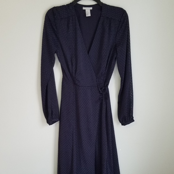 h&m navy wrap dress